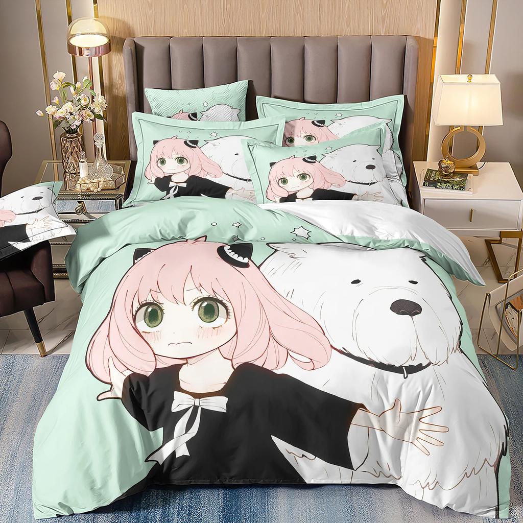 Anime SPY FAMILY Anya Bedding Set Single Twin Full Queen King Size Bed Set Kids Bedroom Duvetcover Duvet Cover Pillowcase