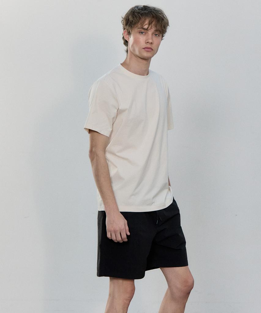 BASIC HOUSE Cool Sorona Regular Fit Round Neck Short Sleeve T-Shirt Ivory Lzts3107