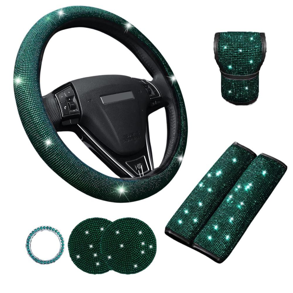 Rhinestone Bling Car Interior Accessories Set Steering Wheel Protective Case  Car Protection