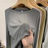 Long sleeve T-shirt women spring and autumn new loose everything with solid color crew-neck base shirt with elastic thin shirt