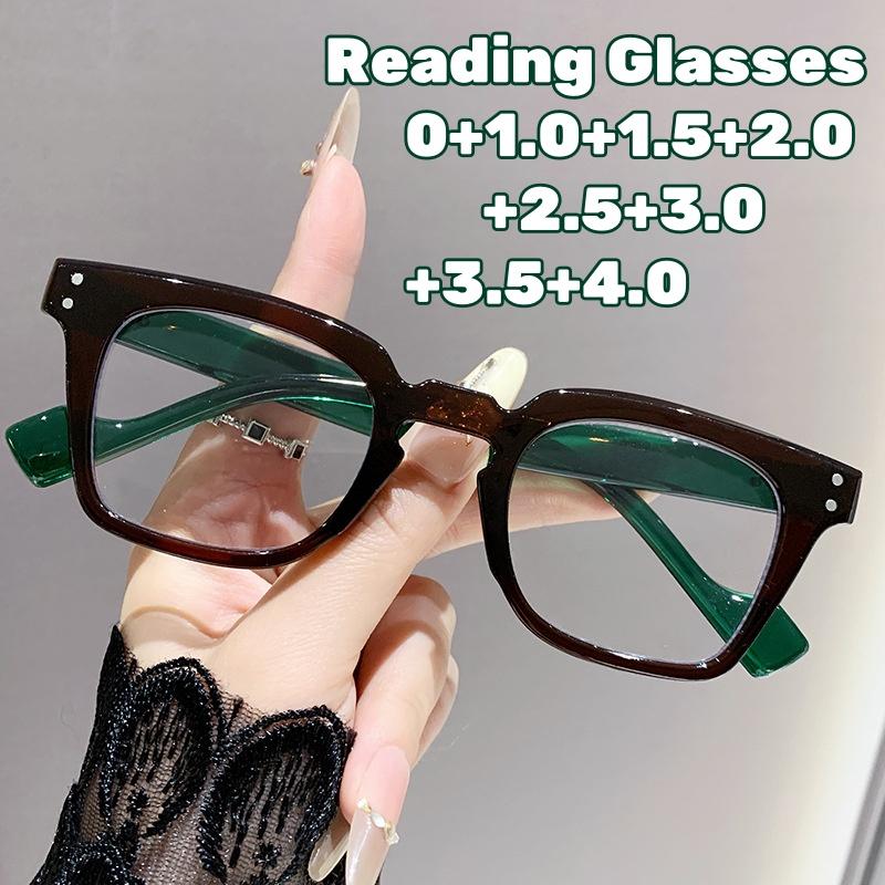 

New Large Frame Presbyopia Glasses Men s and Women s Fashion Square Frame Ultra Light High-definition Glasses Diopter To +4.0 +400
