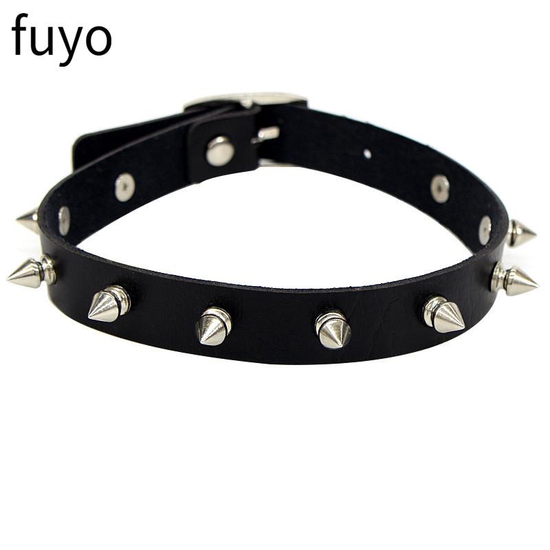 Woman Black Punk Choker Collar Necklace Pu Leather Goth Rivets Choker Necklace Pendientes Party Club Sexy Gothic Femme Jewelry