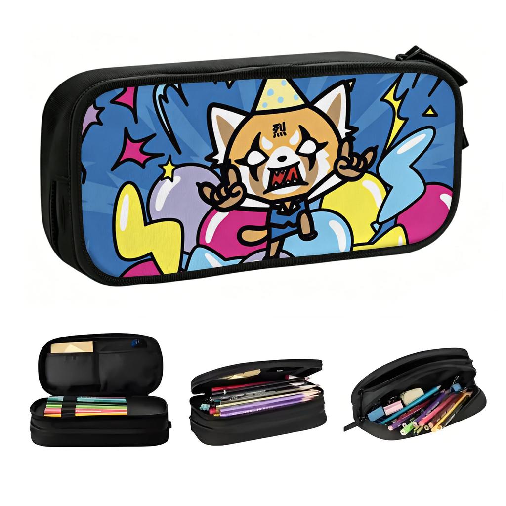 Retsuko Aggretsuko Rage Mode Kawaii Pencil Cases Girl Boy Large Capacity Red Panda Cartoon Style Pencil Box Student School