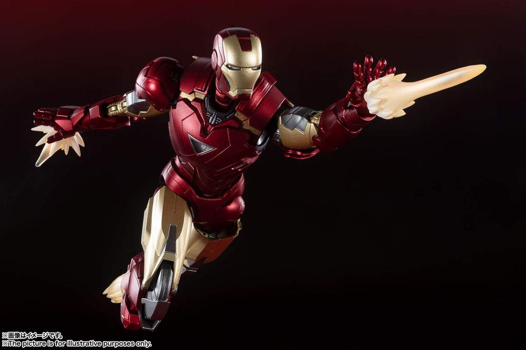 TAMASHII NATIONS Avengers Iron Man Mark VI EDITION Approximately 150mm PVC ABS Painted Movable Figure S.H.Figuarts - "BATTLE DAMAGE" - & & Die-cast