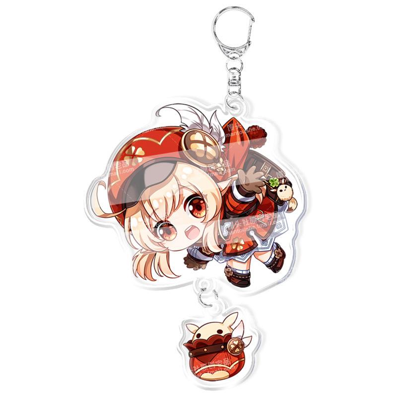 Game Genshin Impact Keychains Acrylic Model School Bag Jewelry Keychian Metal Holder Key Ring For Children Girl Men Accessories