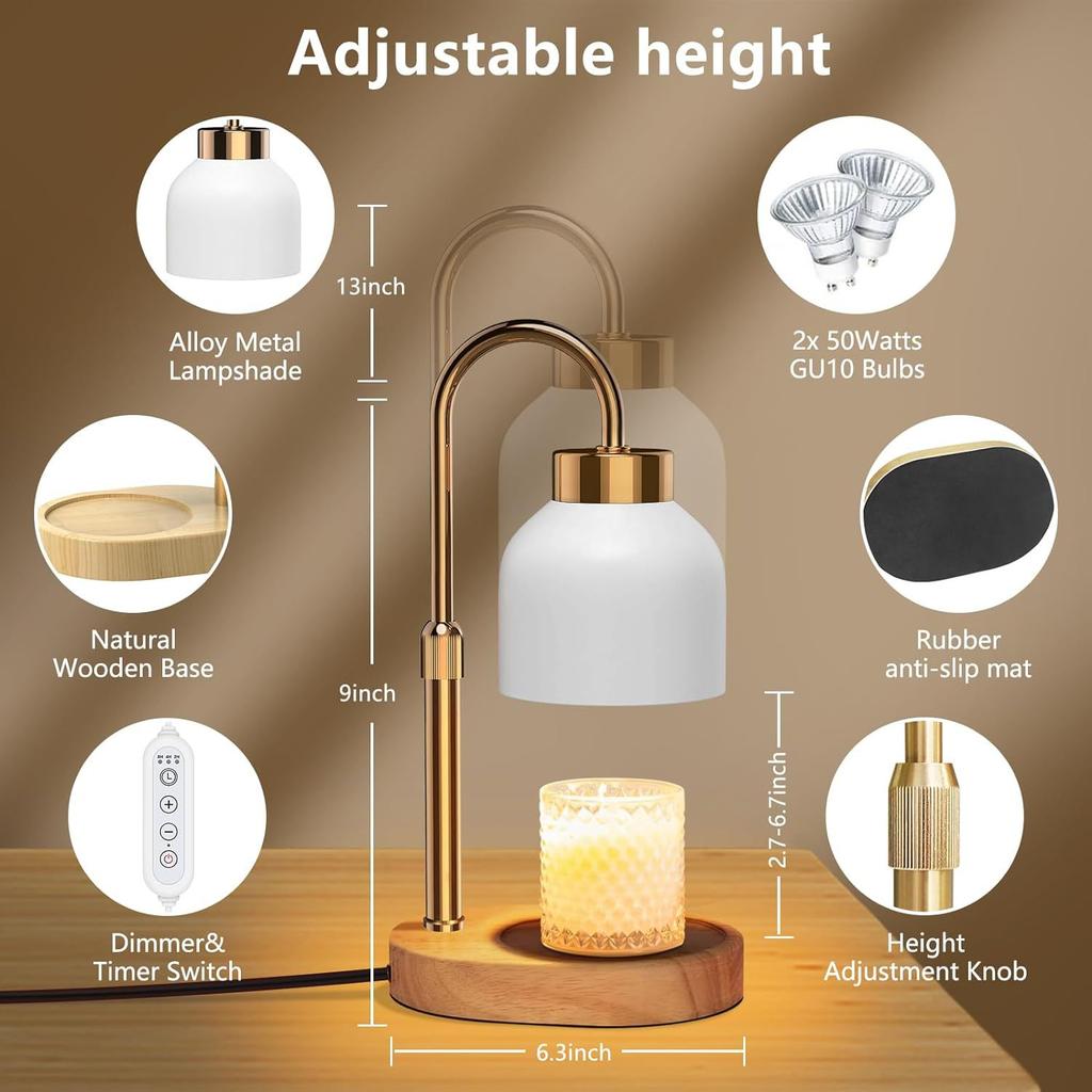 New for Creative Design Flameless Adjustable Aromatherapy Wax Melting Lamp Solid Wood Essential Oil Candle Melting Table Lamp