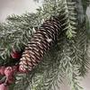 European-American Style Silver Snow Pine Cone Garland with PE Leaves & Red Berries for Christmas Decoration