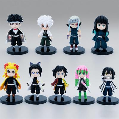 New 9pcs/Set Anime Demon Slayer Action Figures - Tanjirou Nezuko Zenitsu Inosuke Kyoujurou Q Version PVC Kawaii Toy Gift Set