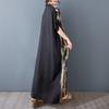DIMANAF 2025 Plus Size Summer Women Long Dress Oversized Vintage Basic Pocket V-Neck Casual Printing Loose Dress