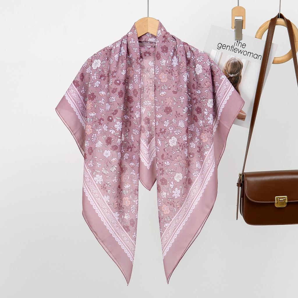 Women Floral Printed Square Scarf Hijabs Scarves For Women Muslim Shawls Malaysia Headscarf Wraps Headband Kerchief 110*110Cm