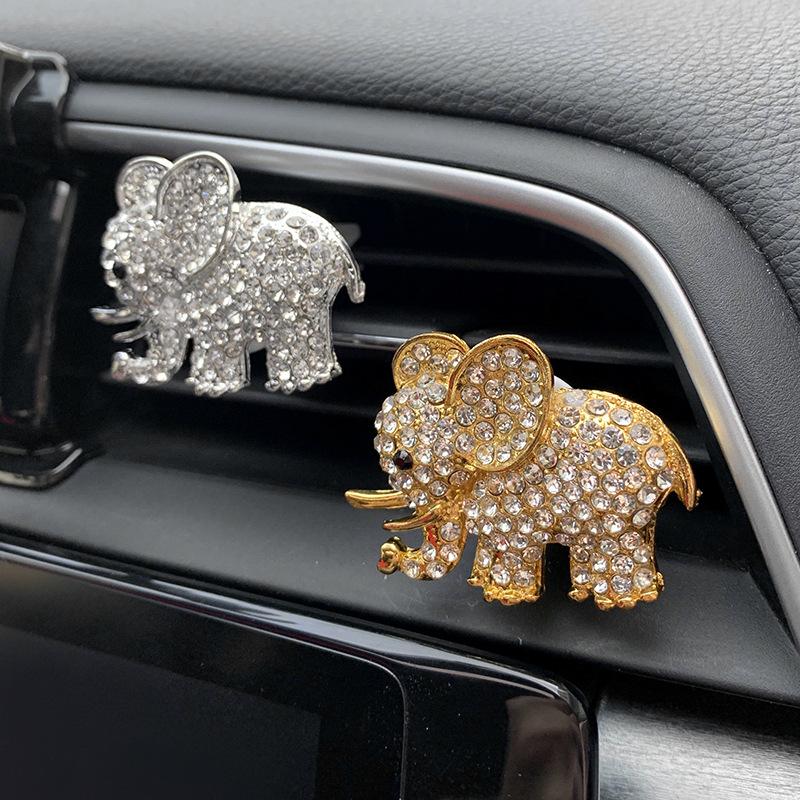 The New Shiny Metal Rhinestone Elephant Car Perfume Crystal Elephant Car Outlet Air Outlet Perfume Clip In the Car