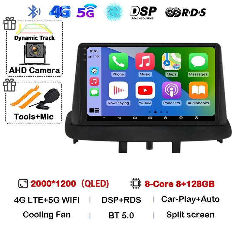 Android 14 Carplay Auto For Renault Megane 3 Fluence Samsung SM3 2008 2009 2010 2011-2014 Car Radio GPS Multimedia Player Stereo