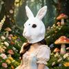 Realistic White Bunny Head Mask, Latex Animal Rabbit Mask for Adult Cosplay, Easter & Halloween Party Costume Props