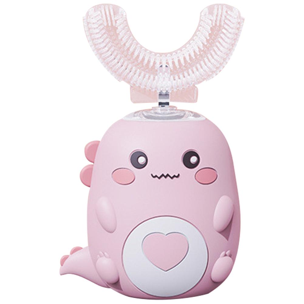 

Kids Sonic Toothbrush IPX7 Waterproof U-Shaped Ultrasonic Toothbrushes 3 Cleaning Modes Automatic Totthbrush Cartoon Dinosaur розовый
