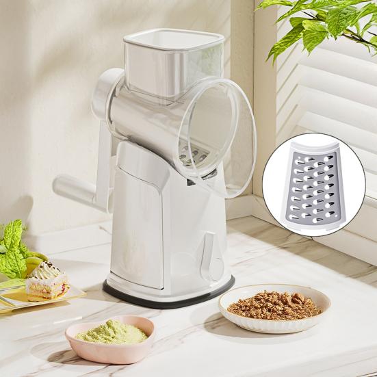 5-i-1 Roterande Osthyvel och Grönsaksskärare med Sugfot Rostfria Blad Handvev Köksnödvändighet Hackare för Effektiv Matlagning