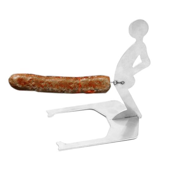 Grilled Sausage Rack Stand Man Hot Dog Holder Funny BBQ Stand Anti-Rust Hot Dog Roaster for Camping And Parties