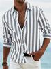 Casual Men's Long Sleeve Striped Shirt, Button-Down for Daily Wear