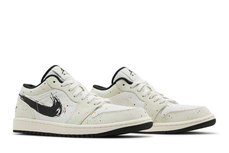 Men's Sneakers Nike Jordan 1 Low Brushstroke Natural/Black-Multi