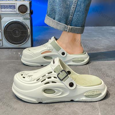 Heren Halve Slippers Zomer Buiten Antislip Ademend Comfortabel Casual Sandalen Lichtgewicht Mode Zachte Zool Strand Muje