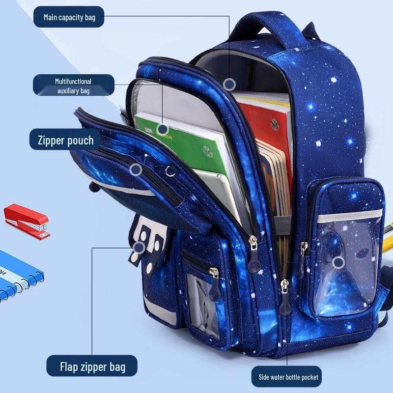 Fajny Plecak o Dużej Pojemności i Niskiej Wadze z Motywem Gwiaźdzystego Nieba dla Dzieci