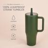 1200ml Double Wall Vacuum Insulated Travel Tumbler With Leakproof Foldable Straw Lid Car Office Outdoor