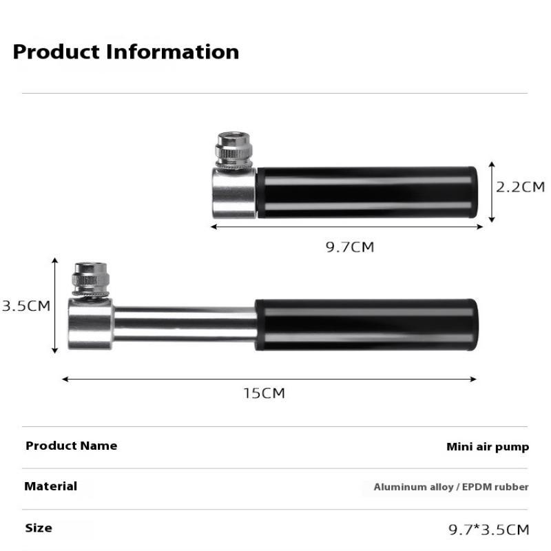 Mini Aluminum Alloy Bicycle Pump Portable Silver Pump Road Mountain Bike Pump Riding Tire Filling Pump Riding Equipment Outdoor
