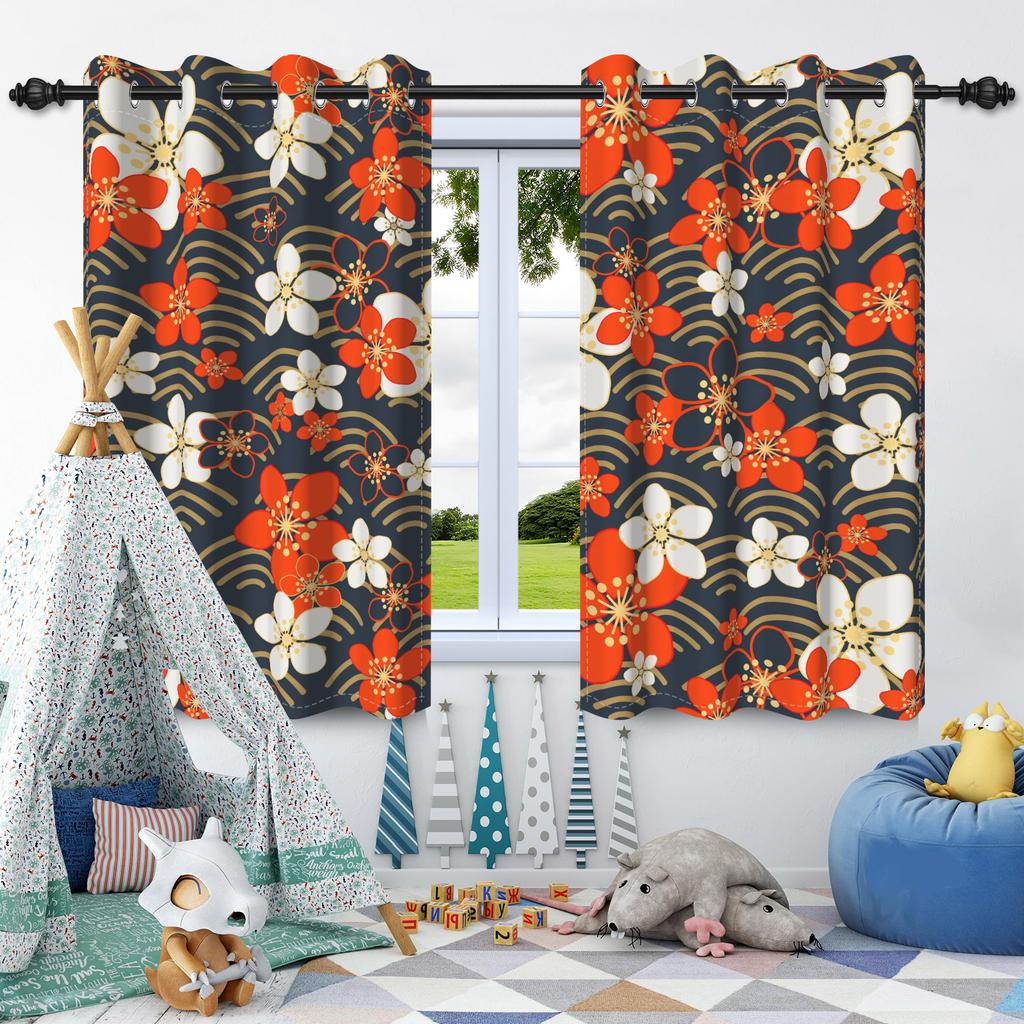 2pcs Luxury Boho Flowers Window Curtains for Home Bedroom Living Room Drakening Heat Insulation Noise Reduction Blackout Drapes