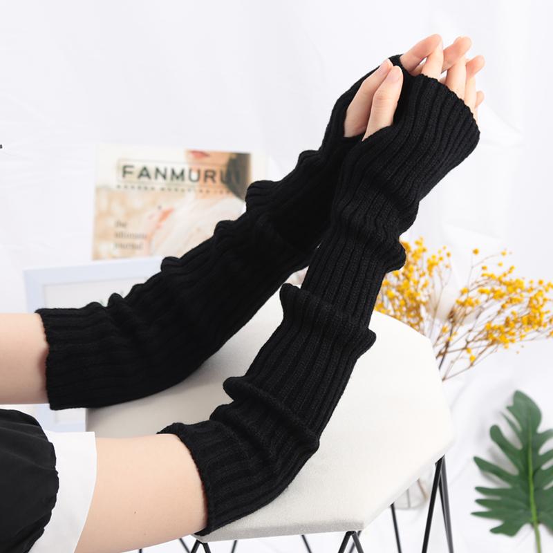 Damen Lange Fingerlose Handschuhe Weicher Damenhandschuh Lolita Kawaii Fäustling Winterwärmer Gestrickte Armmanschette Mädchen Punk Gothic Handschuhe
