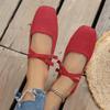 Scarpe Piatte Mary Jane da Donna a Punta Quadrata con Cinturino a Doppia Fibbia Mocassini Casual Slip-On Calzature Comode con Suola Morbida