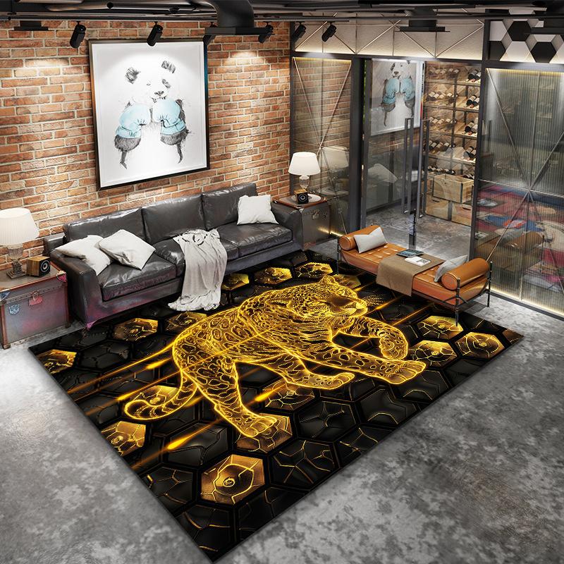 Golden animals Pattern Square Carpet,Area Rug,Carpet Rug for Living Room Bedroom Sofa Playroom Decor,Non-slip Floor Mat,Holiday Birthday Gifts