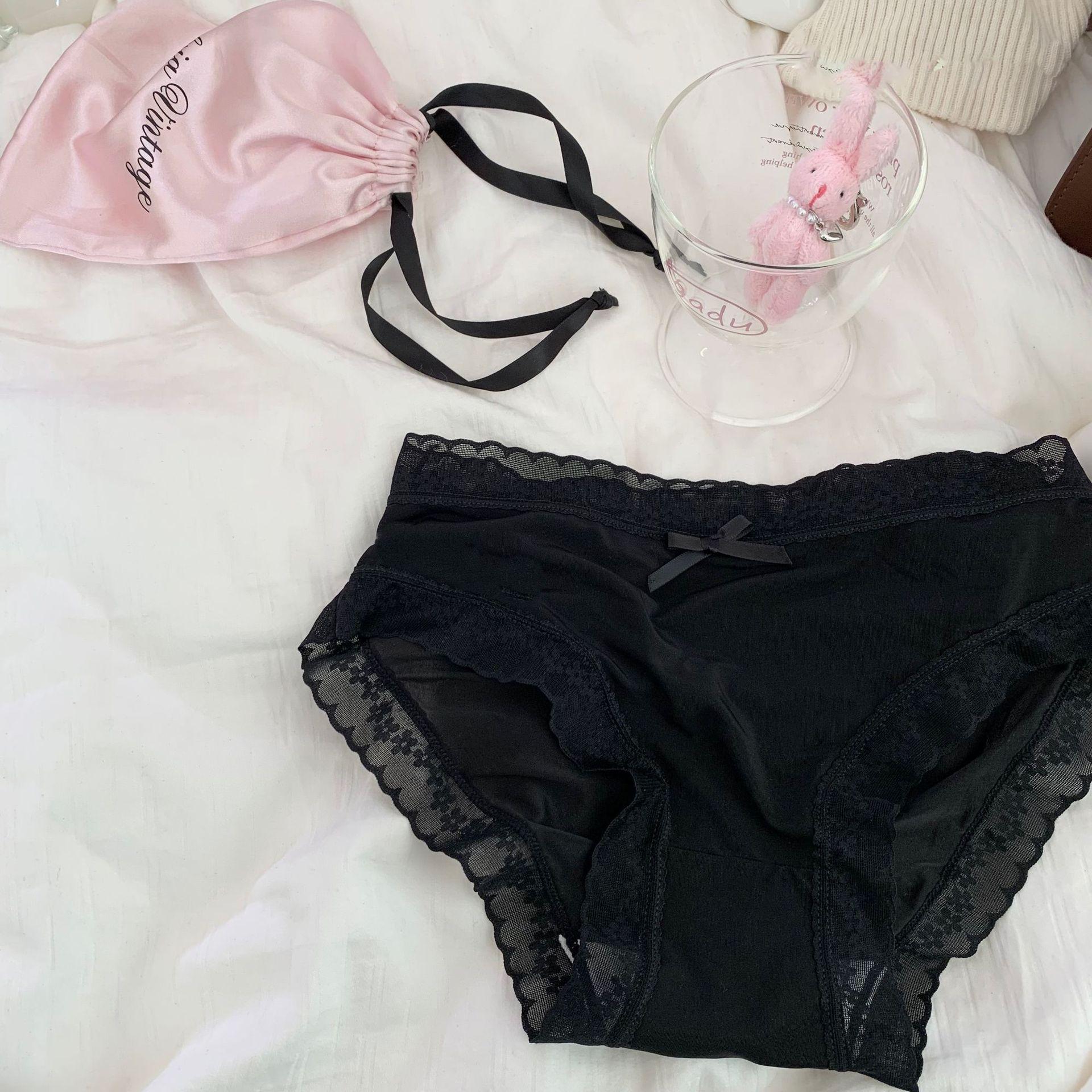 

Кружевное нижнее белье Кружевное однотонное нижнее белье из ледяного шелка для женщин M чёрный