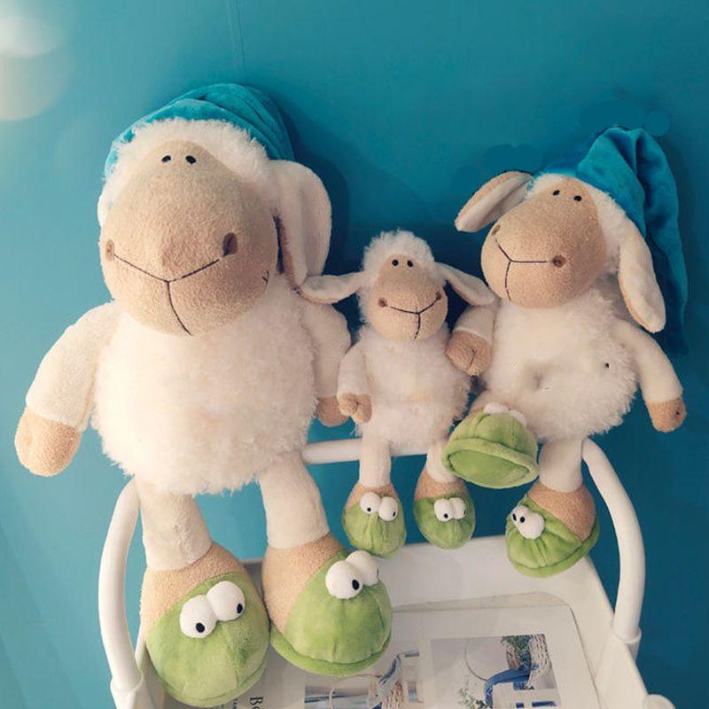 Cute Hooded Plush Sheep Toy Soft Stuffed Sleepy Sheep Doll Childrens Gift Baby