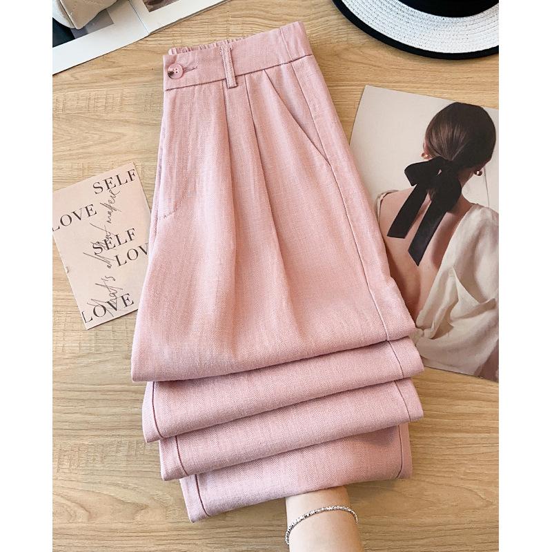 

Women s Khaki Cotton Linen Wide-Leg Pants - Autumn 2025 Tencel Ramie Blend 31/3XL for 135-145 lbs