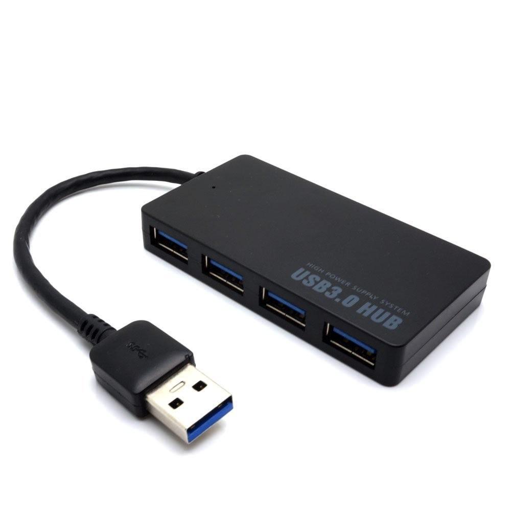 

Black Ultra-Slim 4-Port USB 3.0 1-to-4 Computer Hub