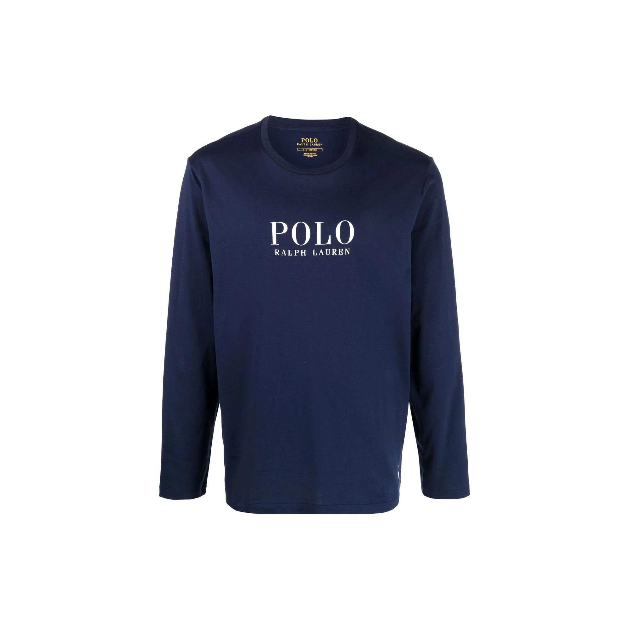 Polo Ralph Lauren FW22 Свитшот с принтом логотипа, длинный рукав, круглый вырез, мужской свитшот, синий 714862600-003 L