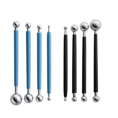 4pcs Sculpture Modeling Tools Clay Tools Dotting Sculpting Modeling Ceramics Set Double-Ended Metal Ball Cake Decoration Tool