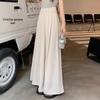 Plus Size High Waist Wide Leg Pleated Skirt-Pants for Women - Summer Loose Fit, Floor Length, Slimming, Casual Drape