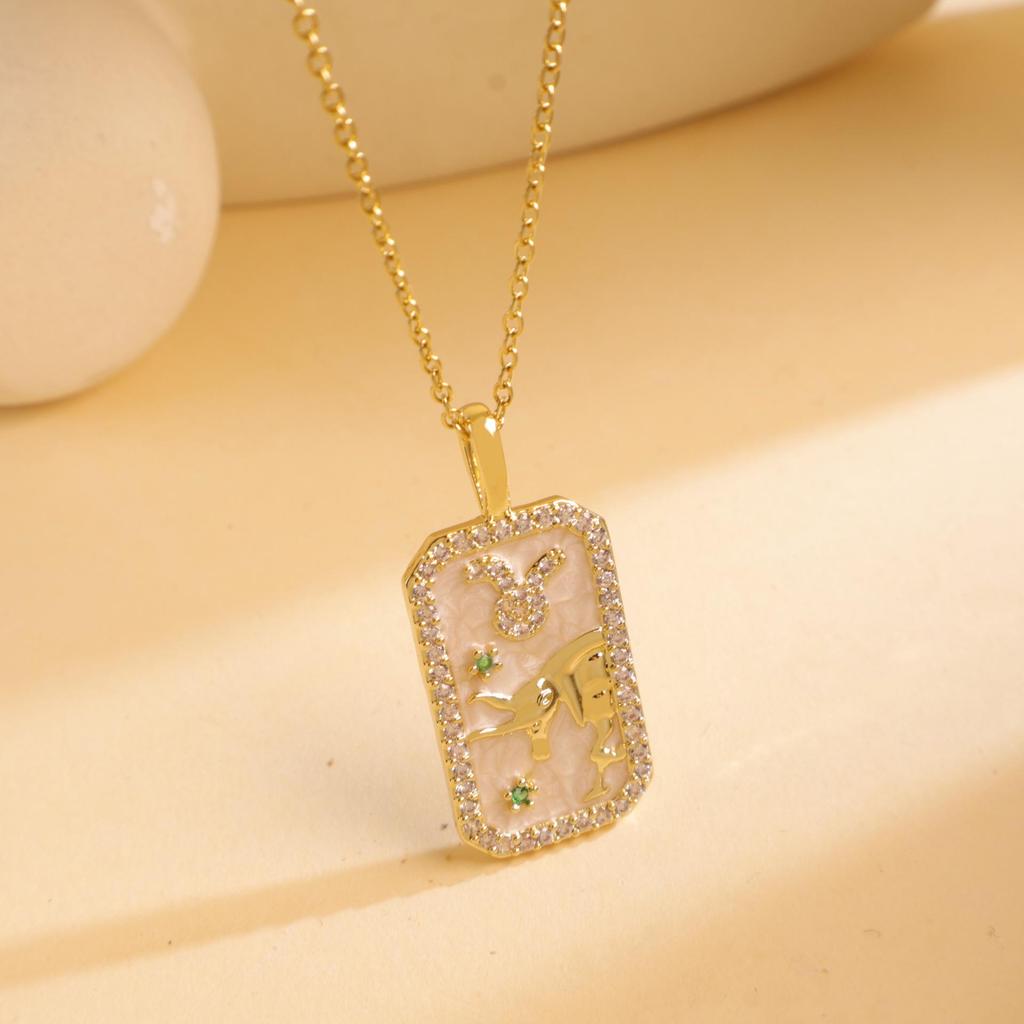Colored Zircon Horoscope Necklace - European & American Style, Women's Light Luxury Accessory for Autumn/Winter