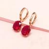 Purple Gold Colored Gold Egg Surface Redstone Shiny Surface Earrings Rose Gold Plated Fashion Noble Earrings