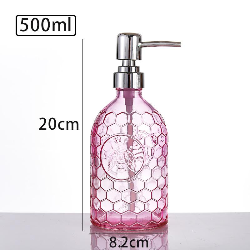 500ml Skleněný dávkovač s pumpičkou na dezinfekci rukou, šampon nebo sprchový gel