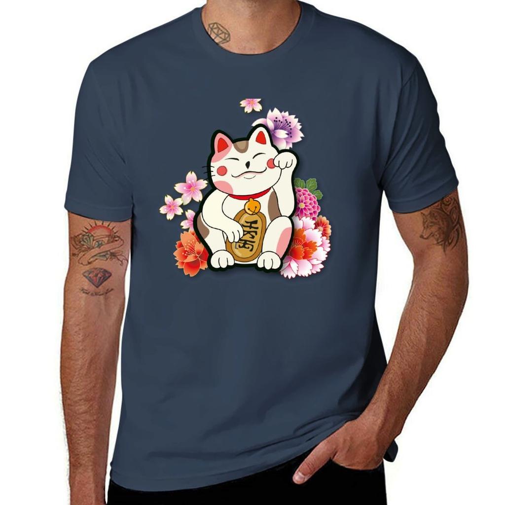 Maneki Neko T-shirt t-shirt man bomull t-shirts för man bomull rolig T-shirt