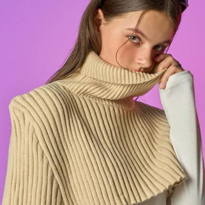 KOLEAT [Mock-up-Version] Warmer Winter-Strick-Hals-Sturmhaube Schal [Haferflocken]