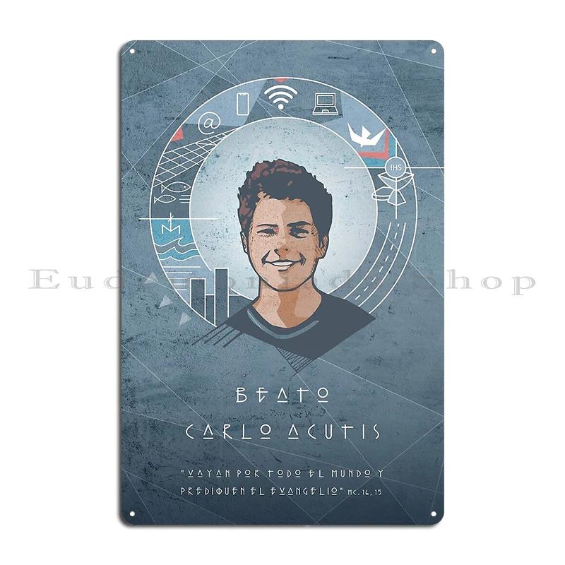 Saint Carlo Acutis April Beato Carlo Acutis Illustration Blessed Carlo Metal Wall Mural Funny Designing Tin Sign Poster 20x30cm(7.8x11.8inch)