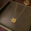 Women's Heart-Shaped Necklace with Four-Petal Flower, Cubic Zirconia, Titanium Steel Clavicle Chain - Elegant and Versatile Accessory
