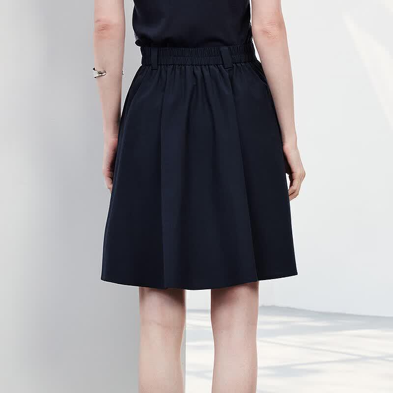 Chuyu Women's Solid A-Line Mid Skirt with Elastic High Waist