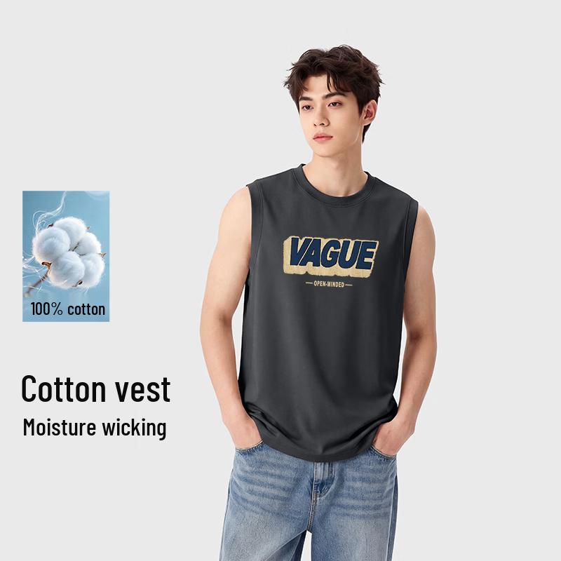 Xuezhongfei Men s Heavyweight Cotton Sleeveless T-Shirt 5XL