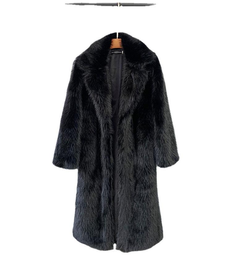 Toka imitation fox fur imitation fur fox fur long knee suit collar fur coat coat