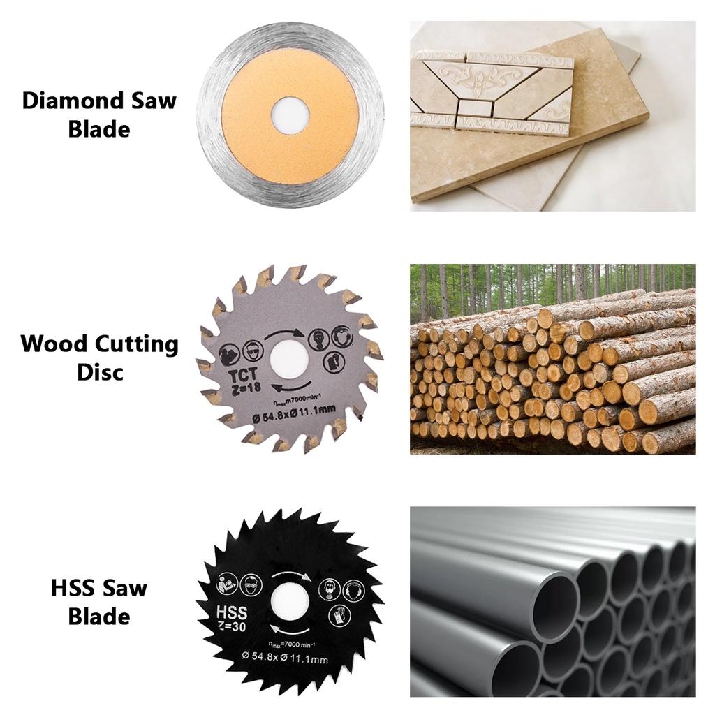 400W 10000RPM Mini Circular Saw Electric Saw Ceramics Metal Wood Cutting Woodworking DIY Power Tool with 3pc Blades