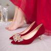 Pointed wedding shoes women's new main wedding dress bridal shoes can usually wear bridesmaid shoes crystal high heels