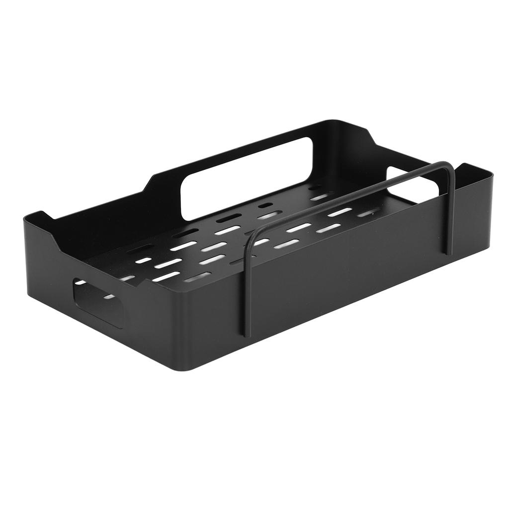 Storage Rack Wall Mounted Punch Free Stainless Steel Mesh Base with 3 Hooks for Kitchen BathroomBlack